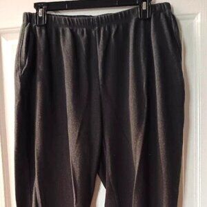 LANDS END GRAY Sport Knit Cotton Elastic Waist Pants Women's Large L 14/16